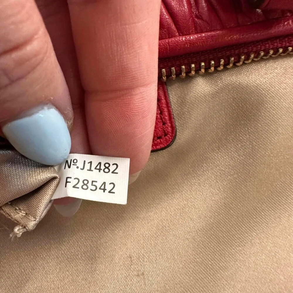 Coach Madison Sophia Gathered Red Leather Satchel with Crossbody Strap